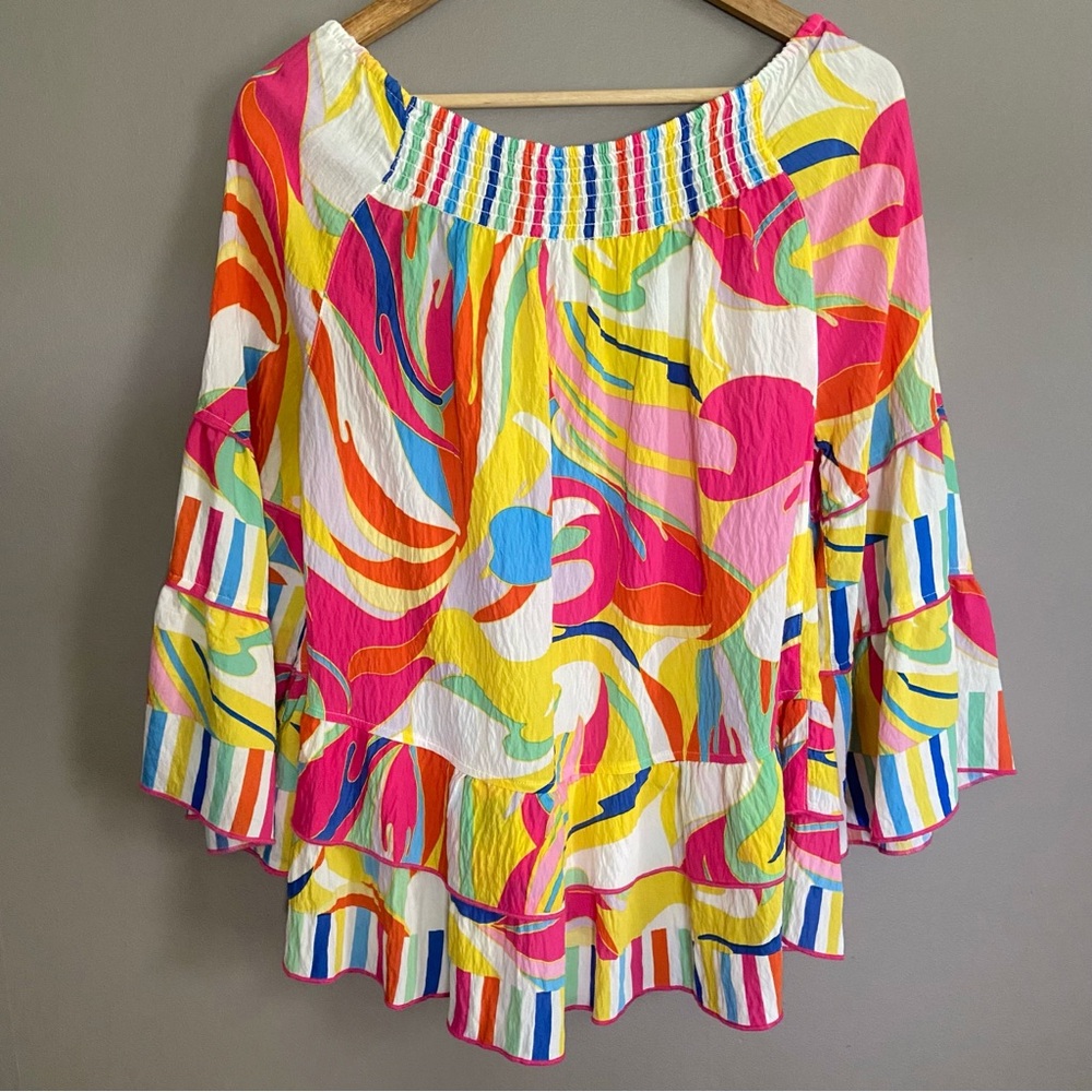 John Mark Abstract Waves Print Top Size Small - image 3